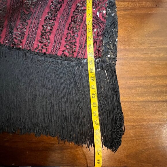 Flapper Dress Gatsby 1920s Fringe Beaded Black Red Party New Year's Themed XL - Picture 13 of 14